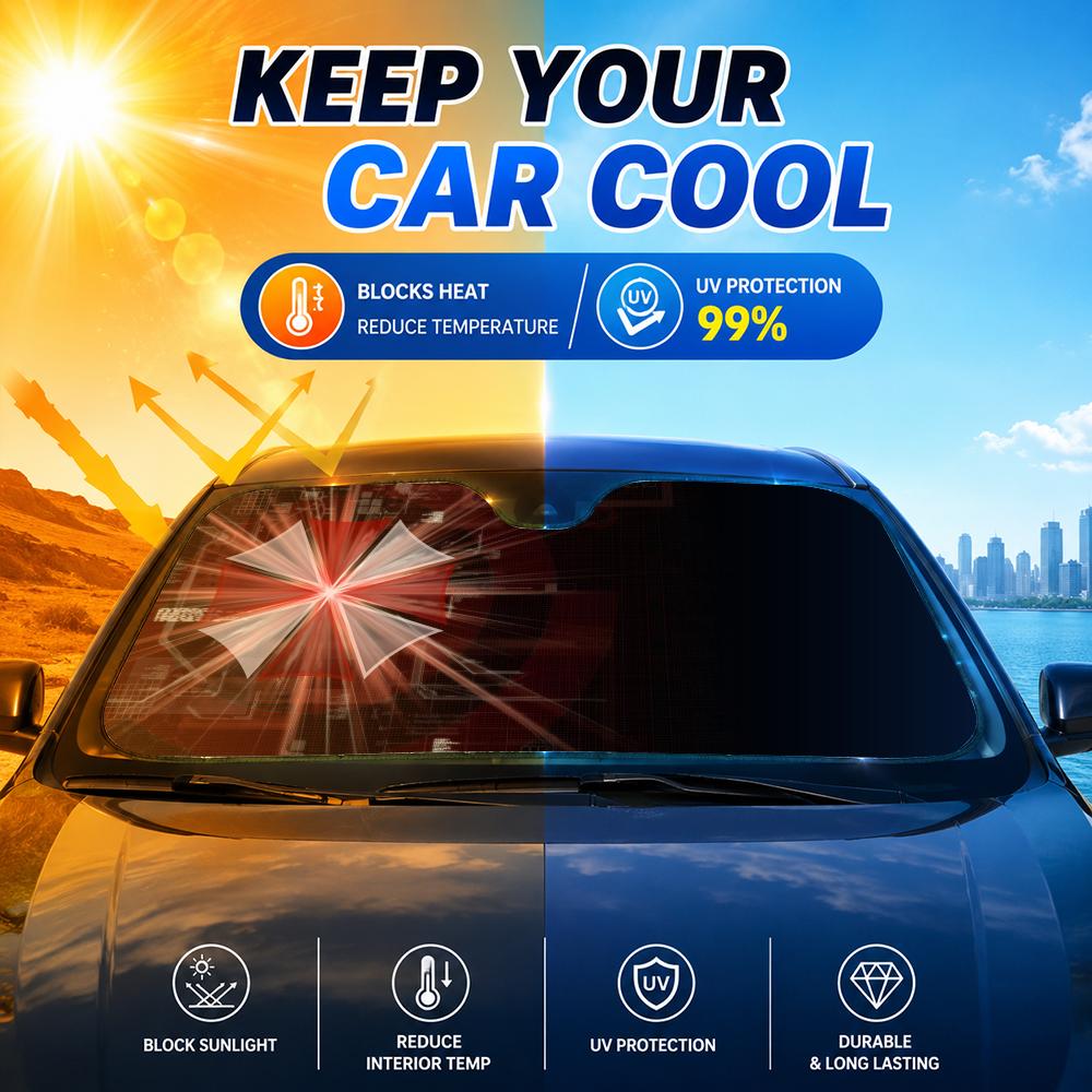 Horror Movie Umbrella Sun Viso - đánh giá và giá Car Sunshade Windshield Umbrella Foldable